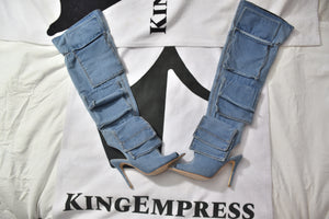 KingEmpress Denim High Knee Shoe Boot